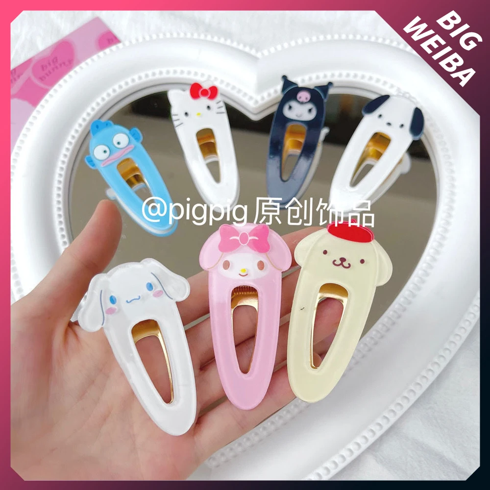 

New Anime My Melody Cinnamoroll Kuromi Hello Kitty Kawaii Cute Bangs Hair Decoration Duckbill Clip Headdress Girl Gift