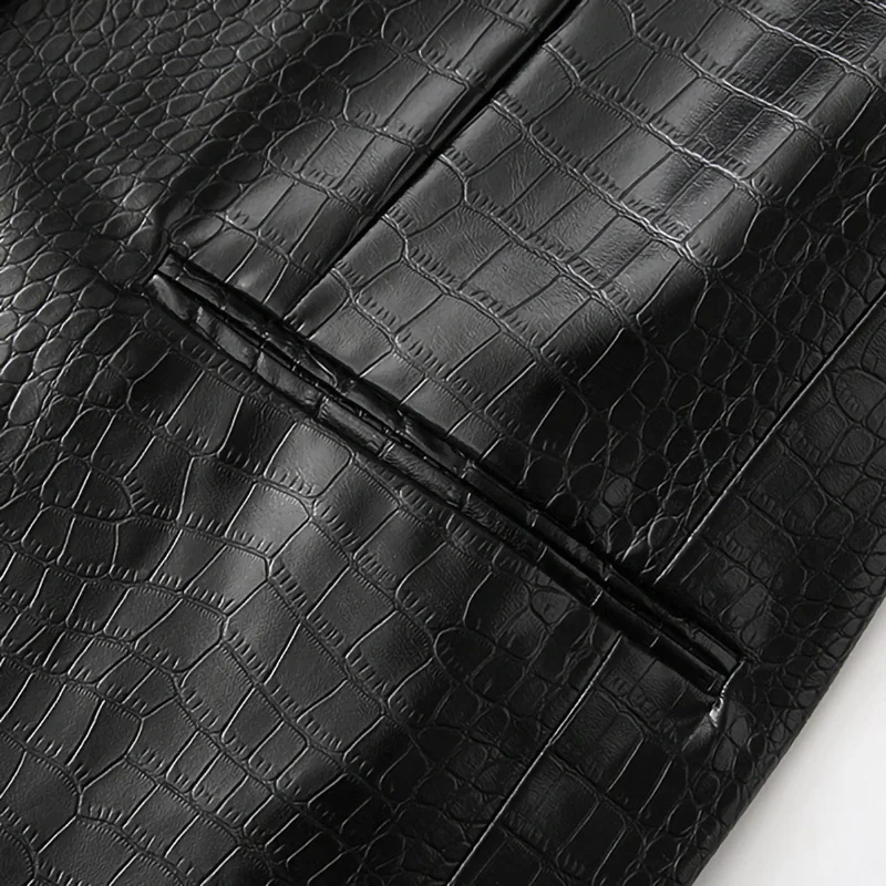 Lady Fashion Genuine Leather Jackets Crocodile Pattern Sheepskin Coat Women Turn Down Collar TF5401