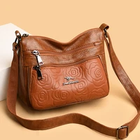 fashion retro textured pu soft leather womens shoulder bag designer shopper handbag purse for women female casual crossbody bag