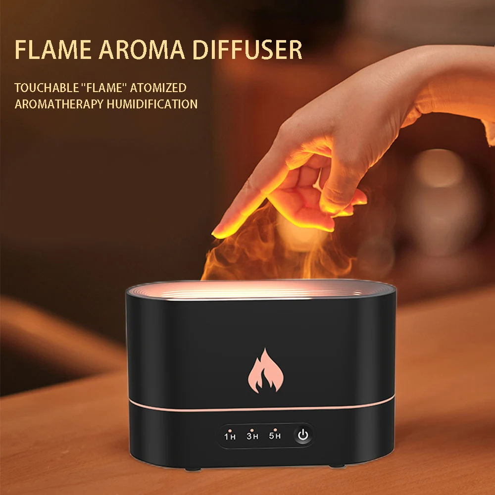 

Timed Air Humidifier Aroma Diffuser 1H 3H 5H Timed Shutdown Ultrasonic Cold Fog Machine Essential Oil Flame Lamp Diffuser