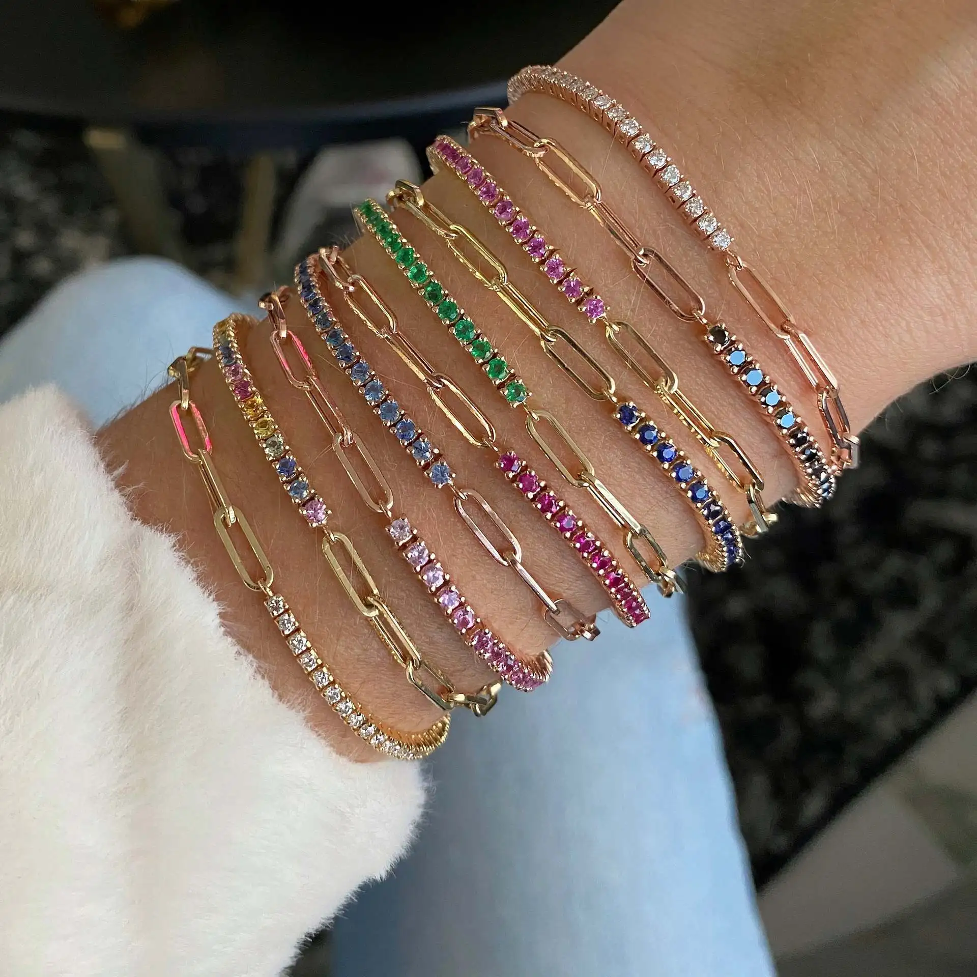

New Fashion Simple And Colorful Micro-set Zircon Single Row Thick Chain Bracelet Bracelet For Women BR1096