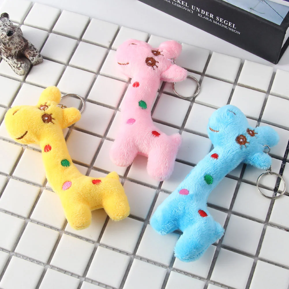 

5pcs Cartoon Giraffe Key Ring Bag Pendant Cartoon Key Chain (Random Color)