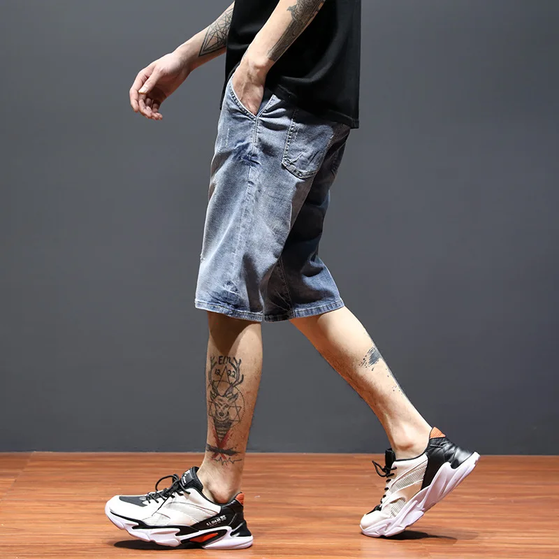 Summer Thin Casual Men's Denim Shorts Five Points Ripped Jeans Men's Slim Straight Men's Loose Pants Baggy Jeans Men Clothing