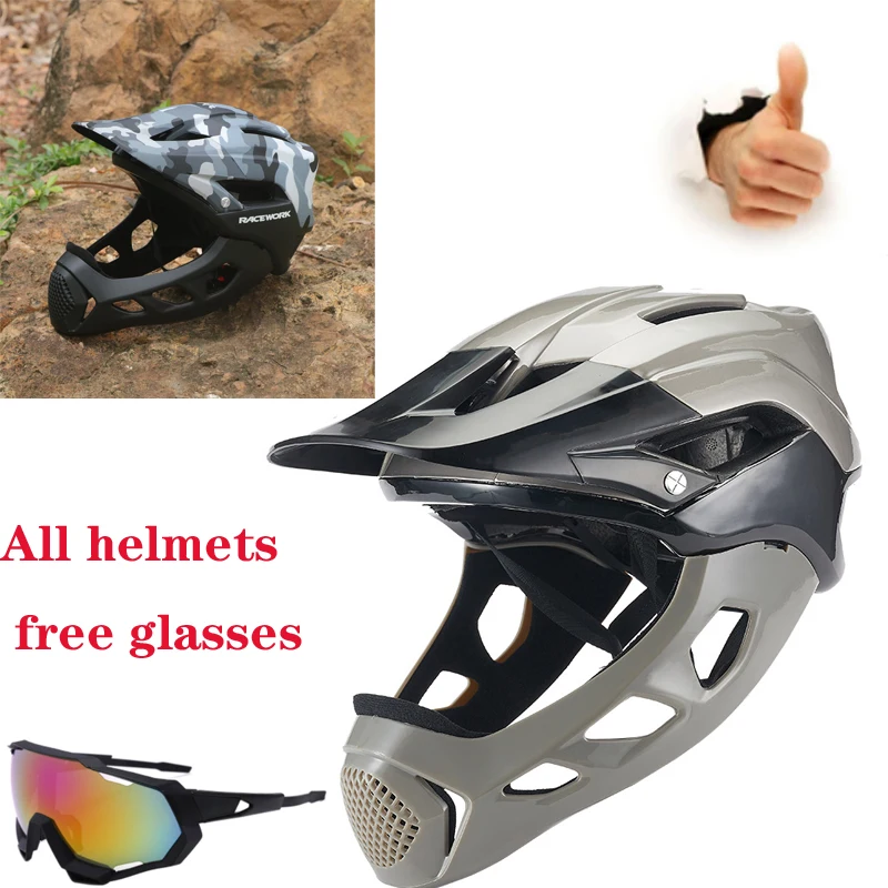 RACEWORK bicycle helmet riding outdoor sports all-in-one full face mountain road bike sports hat lightweight size 58-62CM