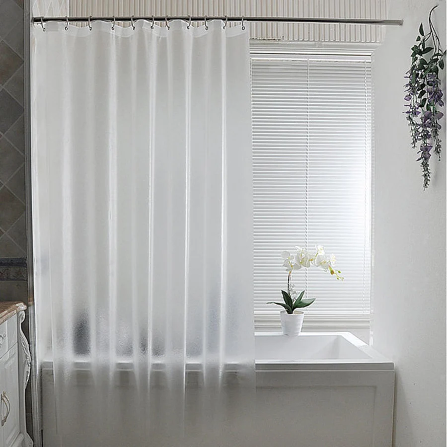 

2D Translucent White Frosted Silk Texture PEVA Waterproof Home Shower Curtain For Bathroom Hotel Toilet Partition Curtains