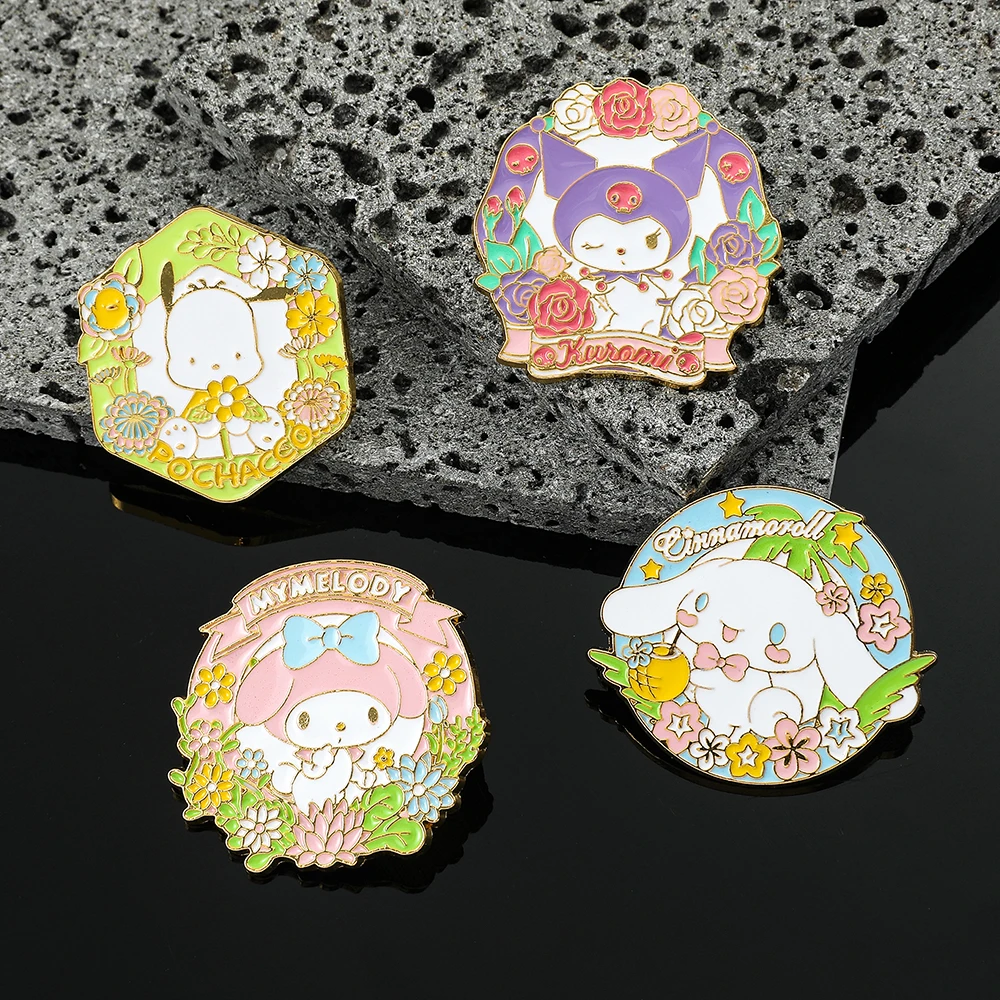 Эмалированные булавки в стиле аниме Sanrioes Kuromi Melody Cinnamoroll Pochacco милая металлическая
