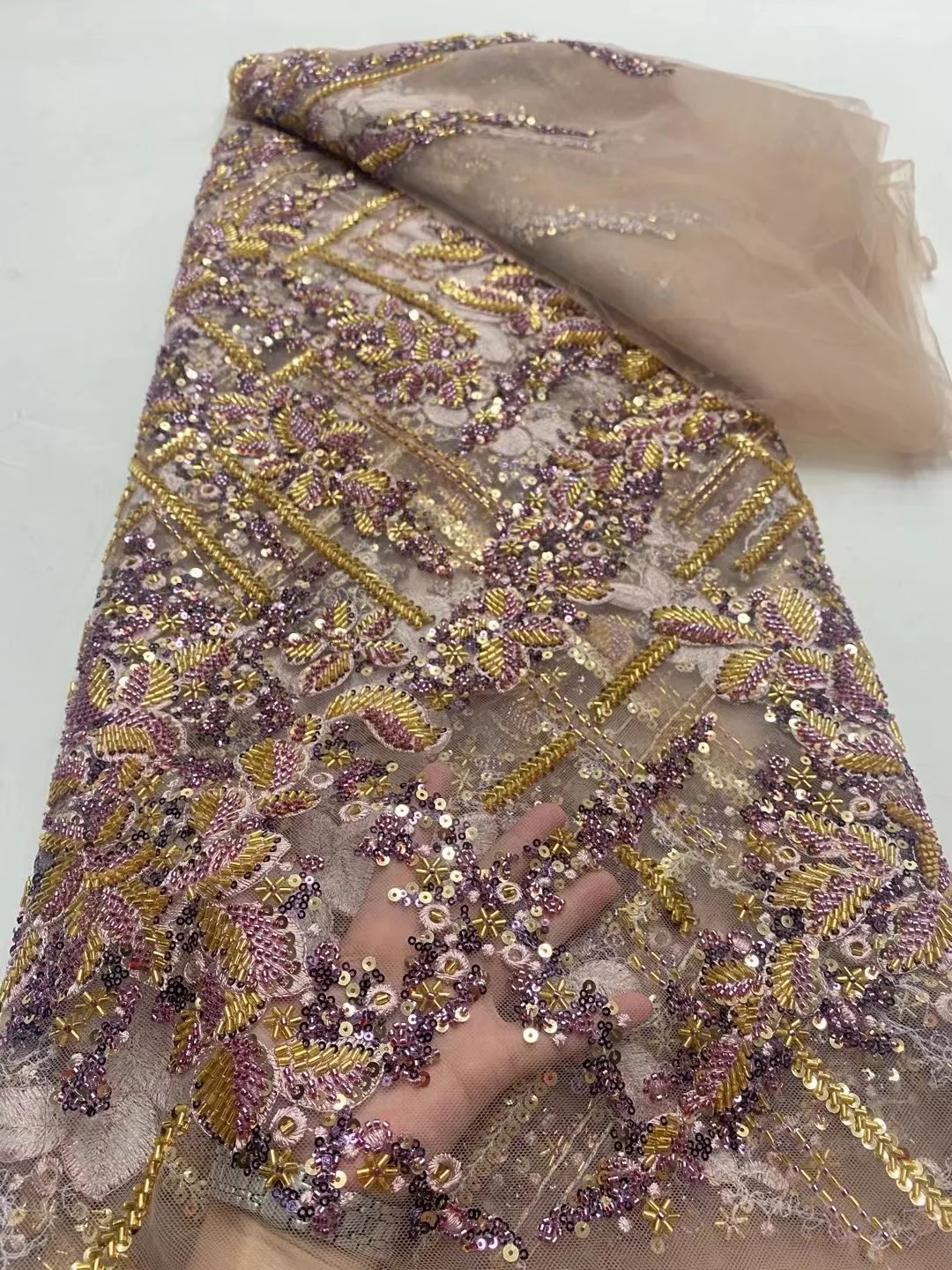 2024 Африканская Нигерия Высокое качество Тюль с блестками Кружевная ткань