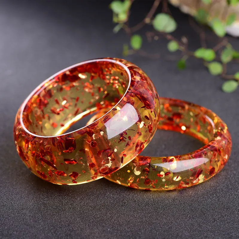 

Flower Amber Bangle Women Healing Gemstone Fine Jewelry Baltic Ambers Bangles Bracelet For Girlfriend Mom Gifts