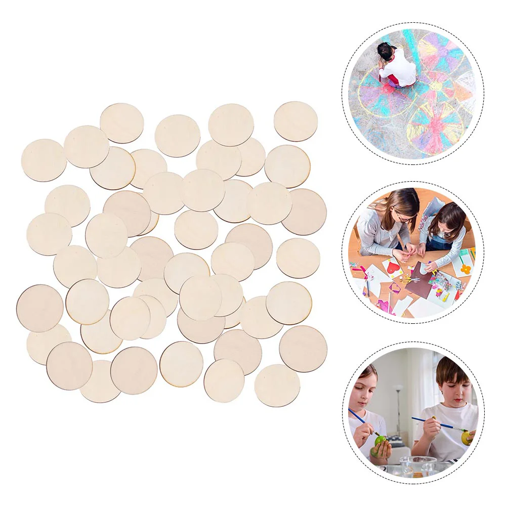 

100 Pcs Log Color Round Wood Chips Home Decor Unfinished Wood Cutout Decorate Wood Piece Wooden Unpainted Slices Child