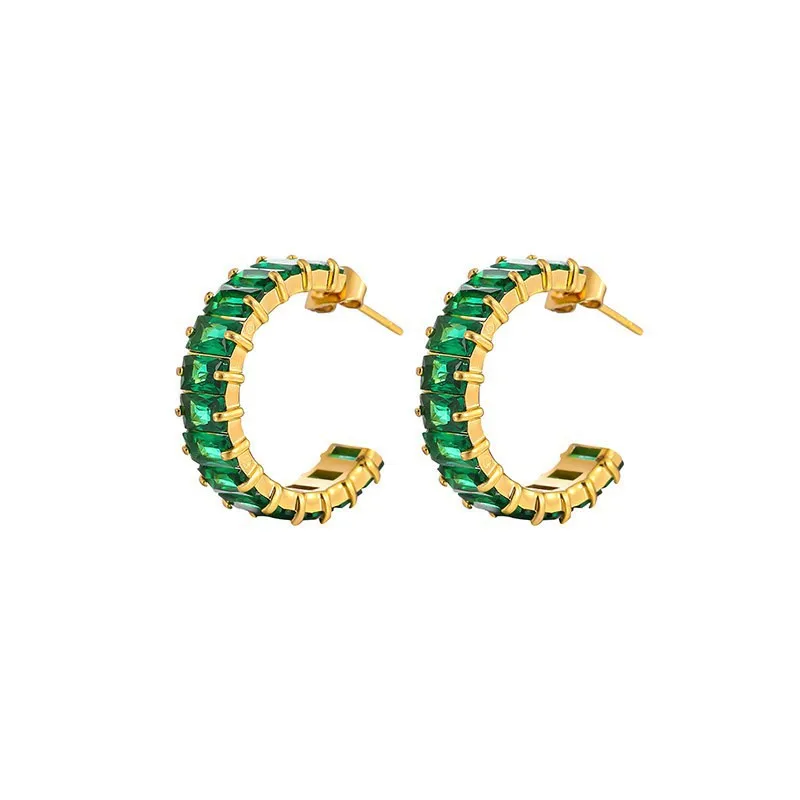 

Exquisite Multi Color Cubic Zirconia Stud Earrings For Women's Accessories Romantic Stainless Steel Men Jewelry Free Shipping