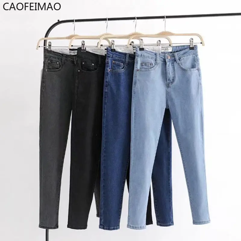 

Caofeimao High Waisted Jeans for Women Black Mom Jeans Denim Pants Cotton Vintage Streetwear Blue Jeans for Women