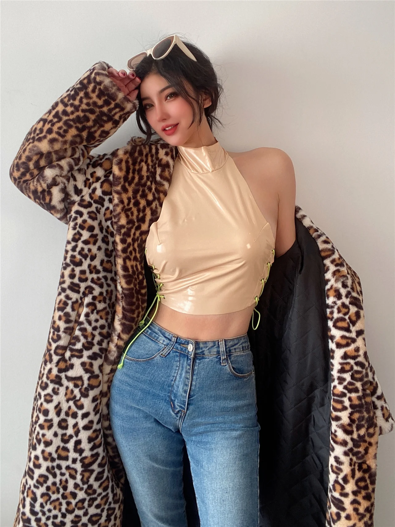 

Winter TVVOVVIN Russia 2022 New Fashion Leopard Print Long Warm Hairy Snow Autumn Coat Wool Blends Korean Fashion Women L8AN