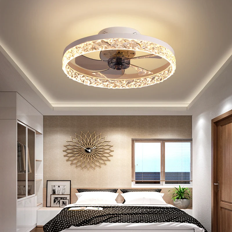 

Design Ceiling Fan With Light Silent Control Invisible Fan Chandelier For Bedroom Living Room Decorative Fan Lamp