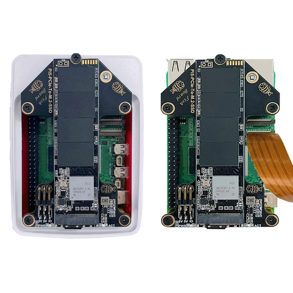 Плата адаптера для Raspberry Pi 5 плата PCIe к M.2 NVMe SSD совместимая с официальным корпусом