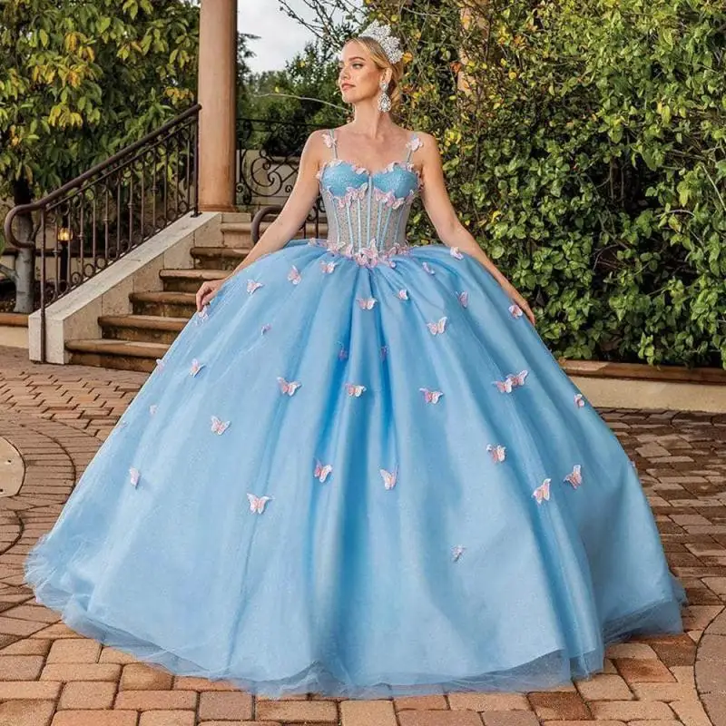 Привлекательные тюлевые платья Quinceanera с аппликацией корсет милое платье на