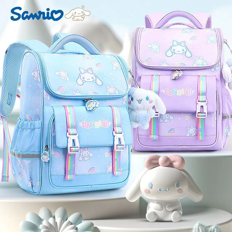 

New Sanrio Kawaii Cinnamoroll Schoolbag Primary School Girls Cartoon Anime Lightweight Protection Shoulder Backpack Kids Gifts
