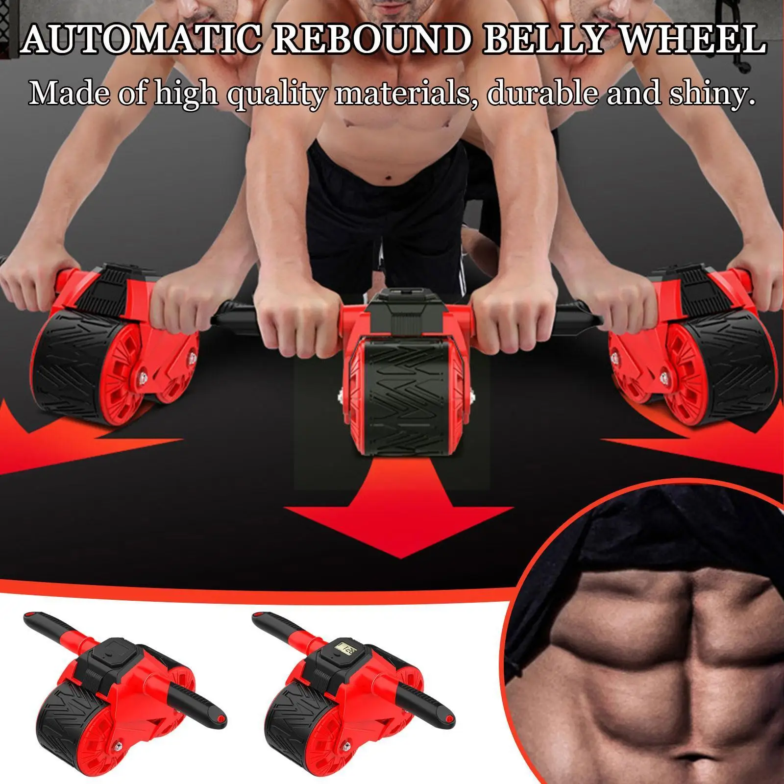 

40 см автоматическое колесо для живота ABS красное мужское оснащение для фитнеса Мужская футболка для растяжки мышц тренировочное снижение у...