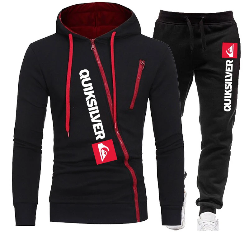 

New Fashion Men's Long Sleeve Hooded Workout Suits Jacket and Pants 2pcs Define Casual Zipped Hooded Plus Size Sports Suits