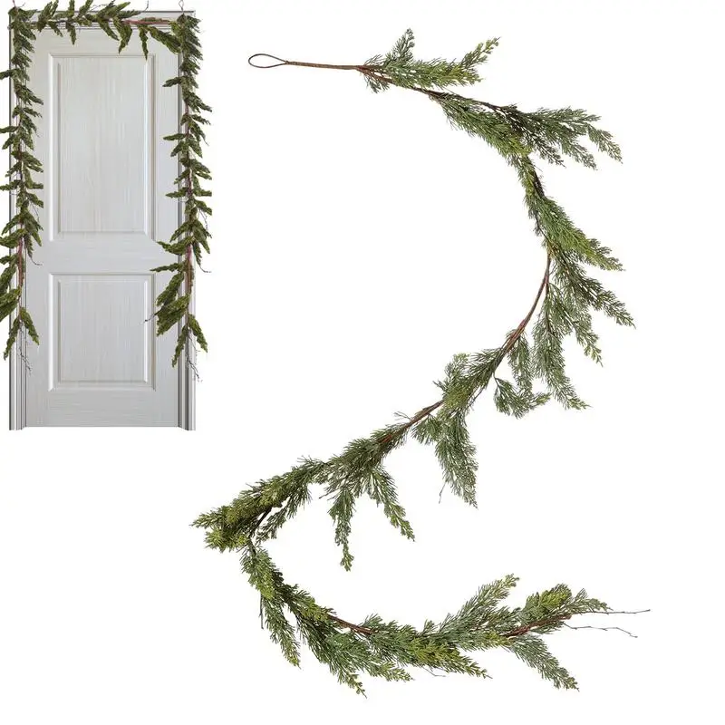 

Christmas Cedar Garland Artificial pine Party Decoration Realistic Greenery Cedar Pine Wreath Rattan Cypress Vines Hanging Decor