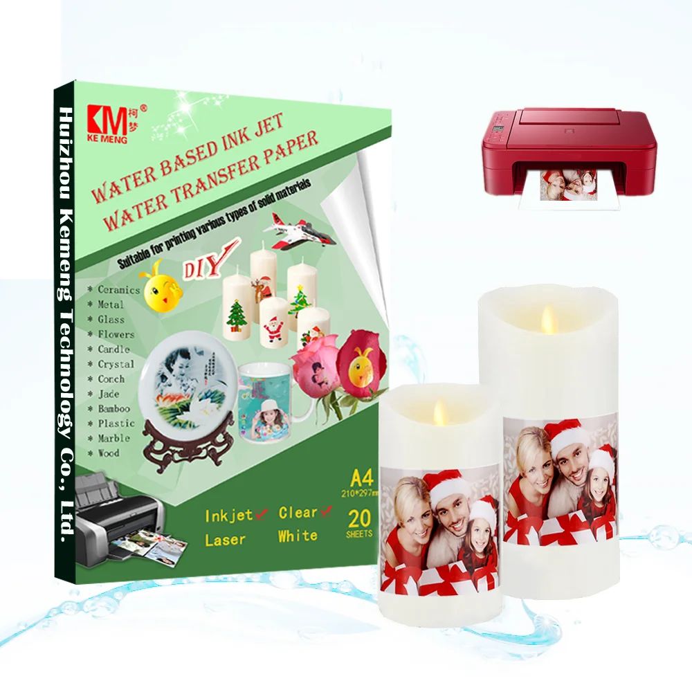 

Waterslide Decal transfer paper Laser Inkjet Clear white Transparent Printable Water Slide A4 Size for DIY Decals Gift Crafts Ce