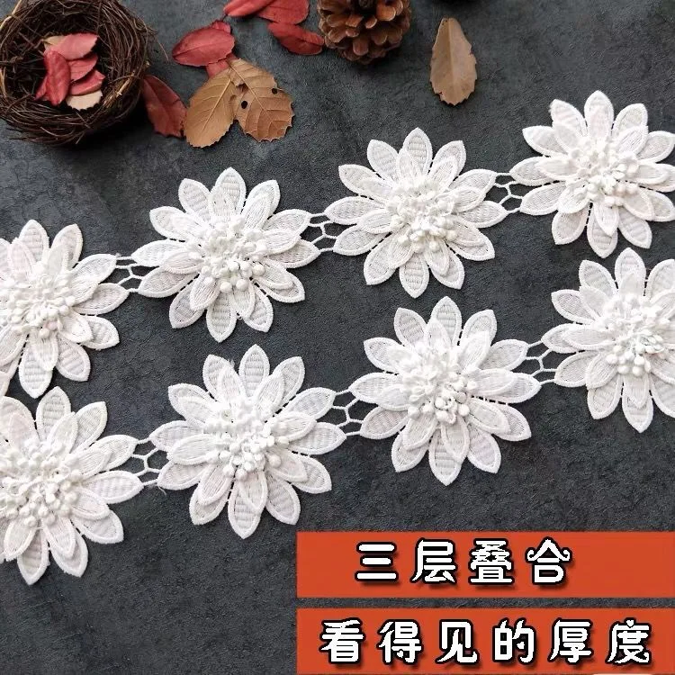 

1Yard 9cm wide Water Soluble Milk Silk White Embroidery Lace Trim Wedding Accessories Clothing DIY Handcraft
