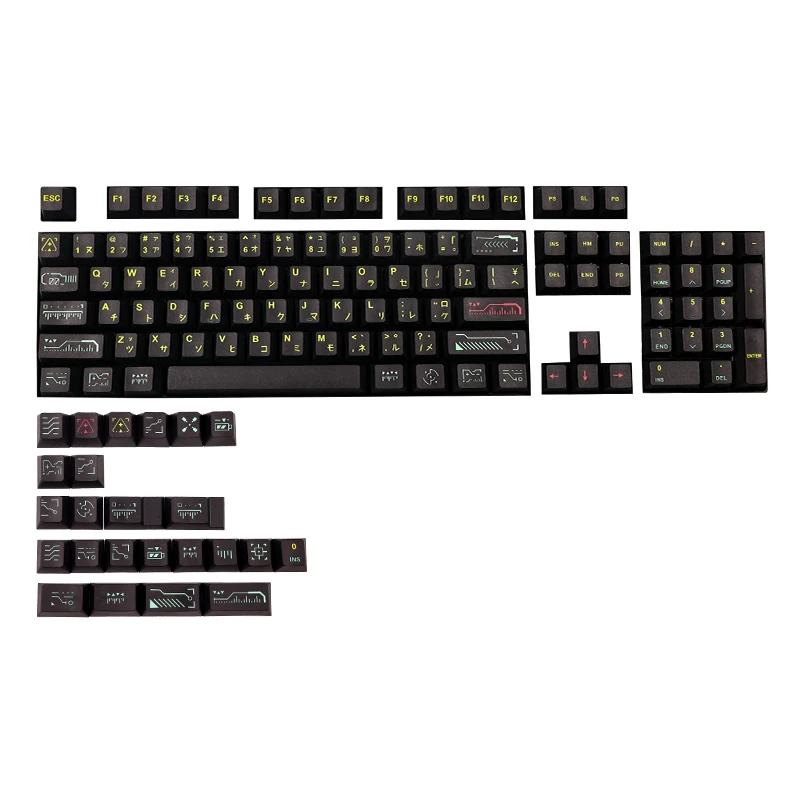 

128 Keys/Set Black Awaken Keycap PBT 5 Side Dye Subbed Key Caps for MX Switch Mechanical Keyboard Cherry Profile