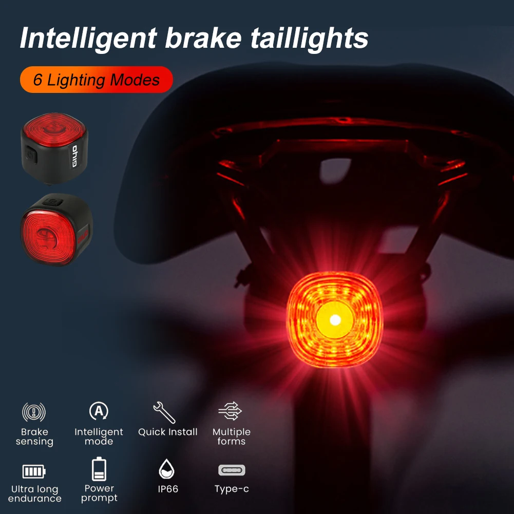 

GIYO Bike Taillight USB Rechargeable Brake Sensing MTB Road Bike Tail Light Waterproof LED Night Cycling Safety Warning Lamp