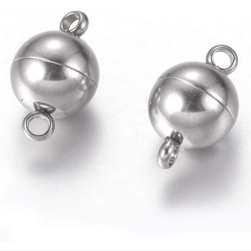 10pcs Copper 6/8/10mm Round Ball Strong Magnetic Clasps Fit Bracelets Necklace End Clasp Connectors Jewelry Making Findings - купить по