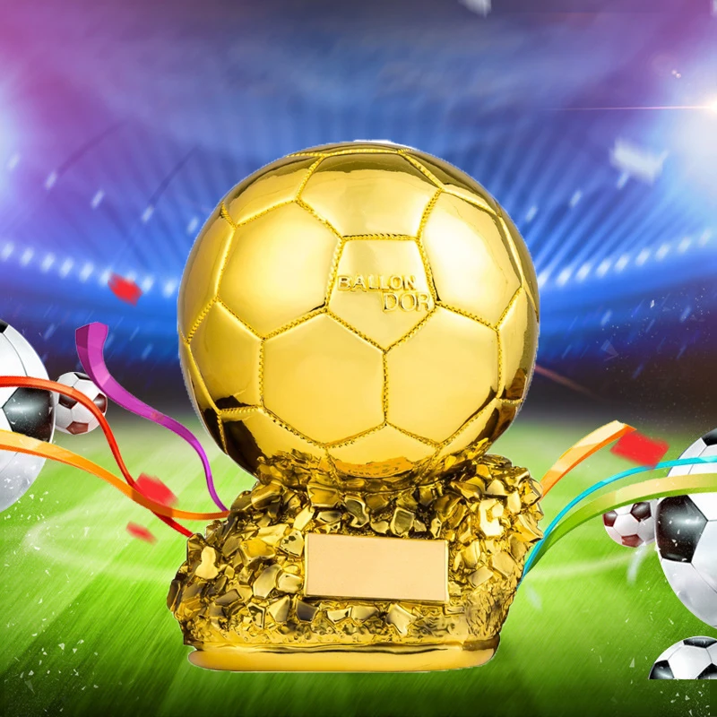 

Golden Ball Trophy Custom Football Final Shooting Athlete Electroplating Model Resin Soccer Cup Fans Collectibles Souvenirs Gift