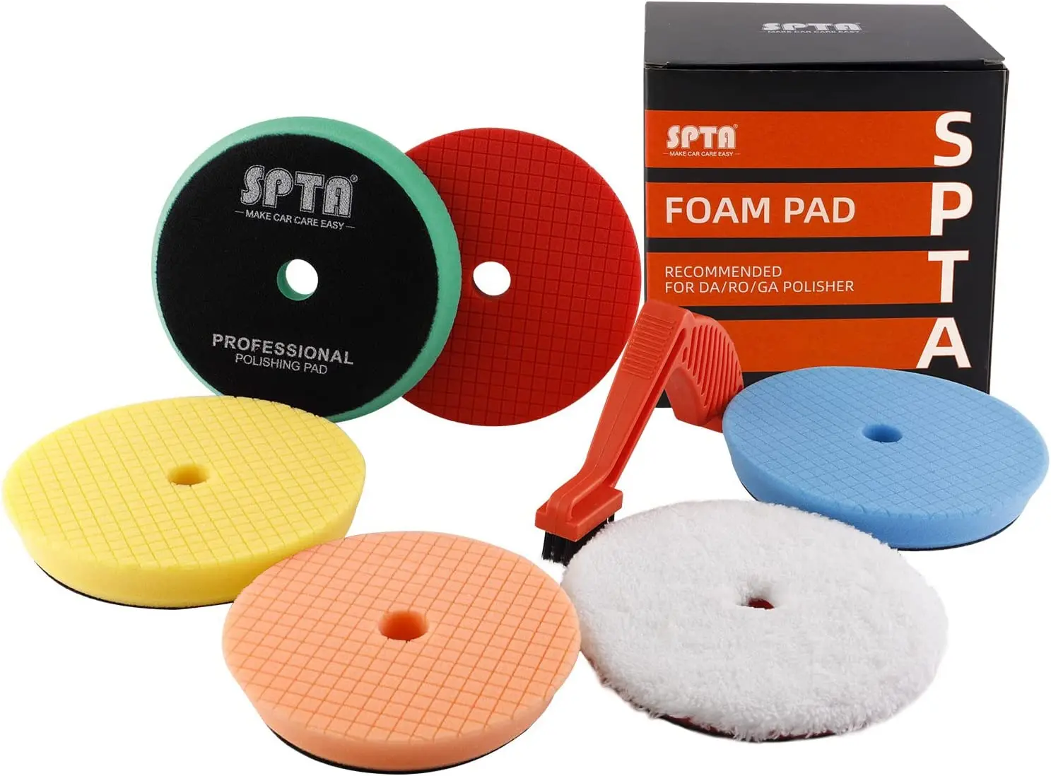 

SPTA 5" 125mm 6" 150mm Orbital Buffer Polisher Pads Microfiber Buffing Pads Foam Polish Pad for Compounding Polishing and Waxing