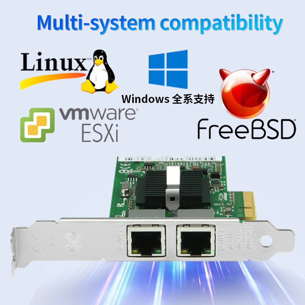 Фото INTEL 82571-T2 PCI-Express Двухпортовый 10/100/1000 Мбит/с Gigabit Ethernet-карта Серверный адаптер Сетевой контроллер Сервер ПК №4