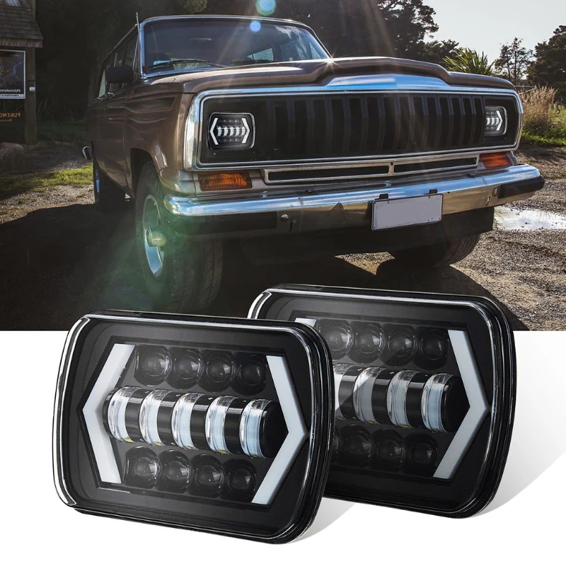 

LED Square Headlight Bulbs Conversion Kit Compatible with Jeep-Wrangler Car High Low Beam Light Bulbs 400W 7" Dustproof D7YA