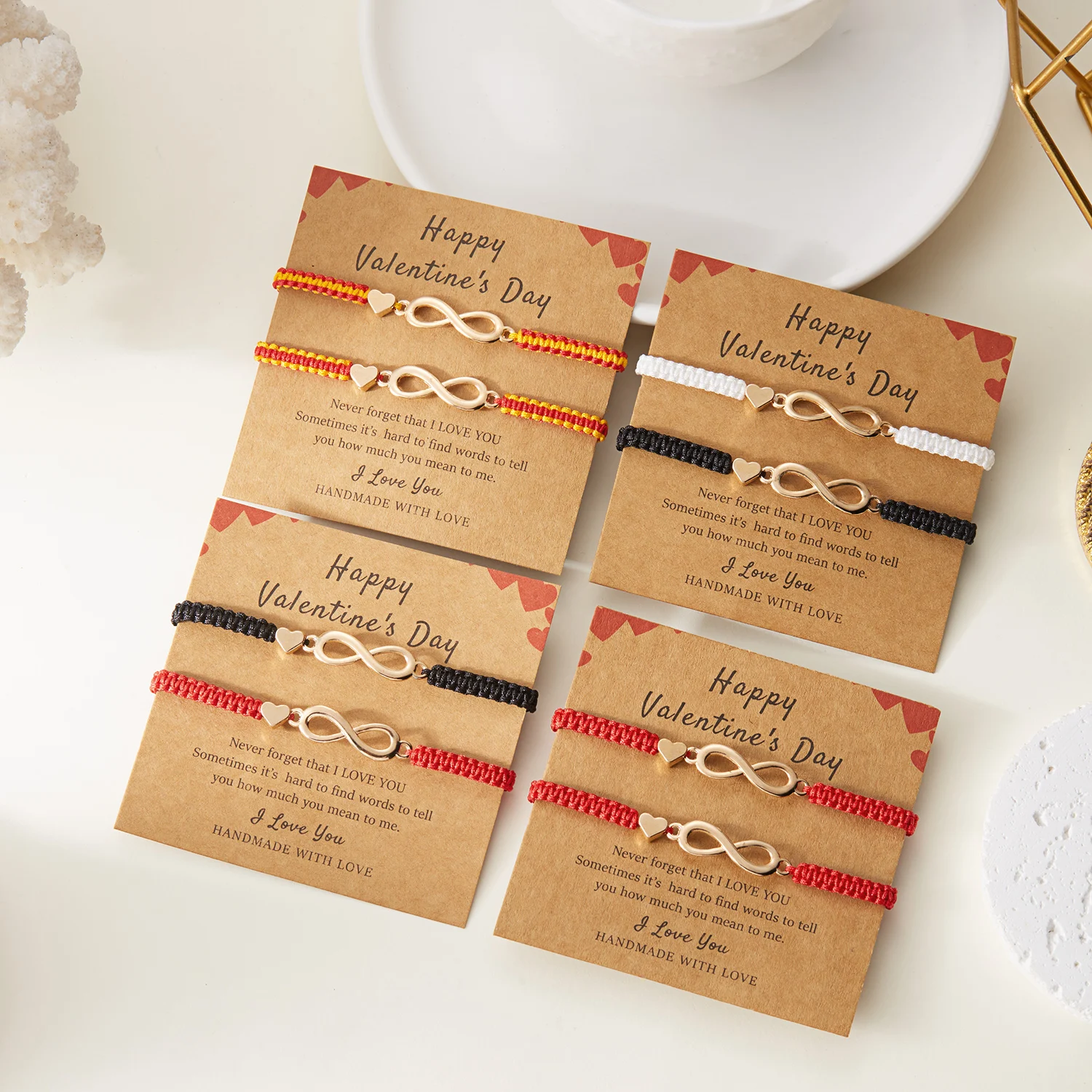 2 шт./компл. модный браслет из бесконечной веревки в форме сердца для женщин и