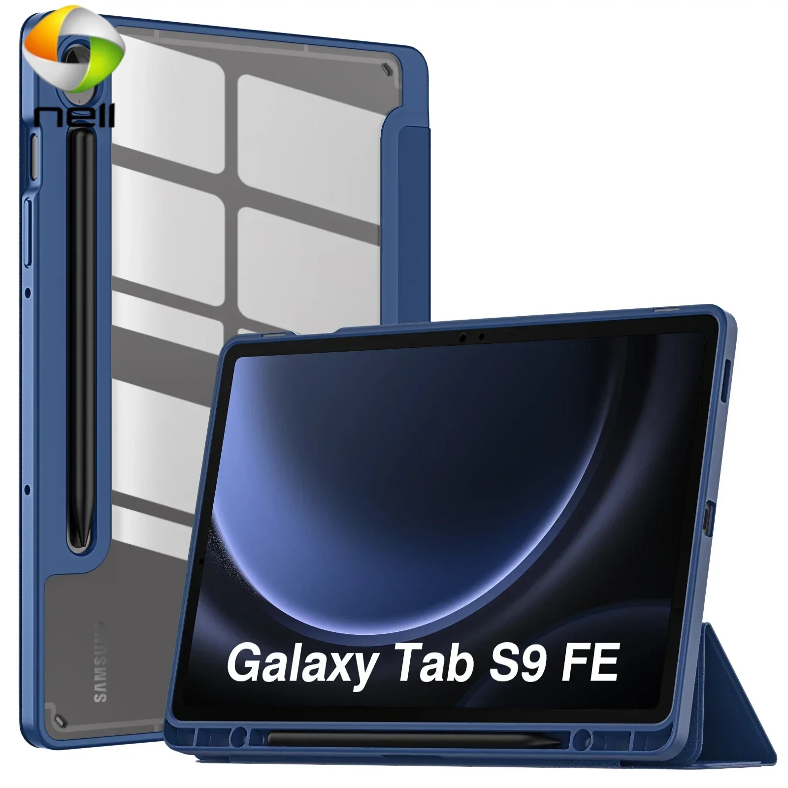 Чехол для Samsung Galaxy Tab S9 FE 5G 2023 с держателем ручки S тонкий легкий тройной чехол из