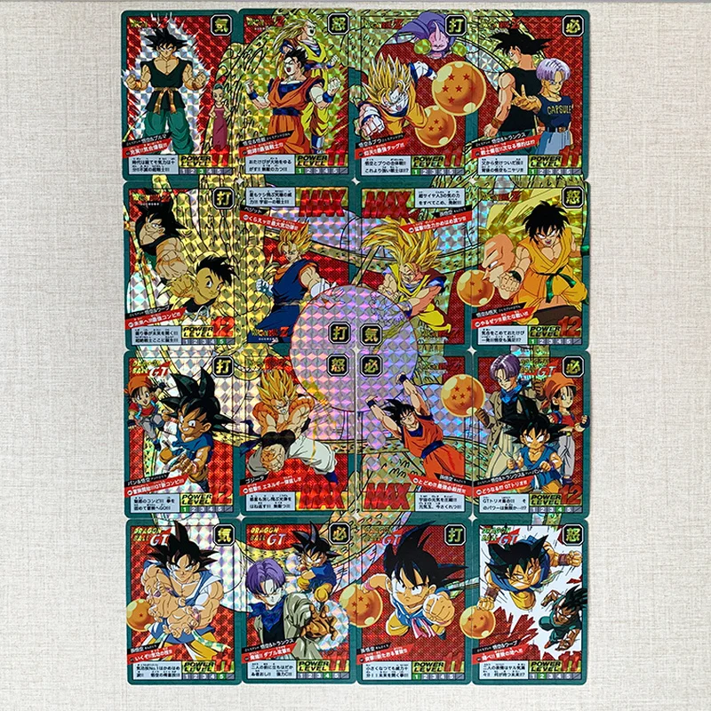 16pcs Dragon Ball Z Flash Card 16 Puzzle Majin Buu Goku Game Collection Cards Gift |