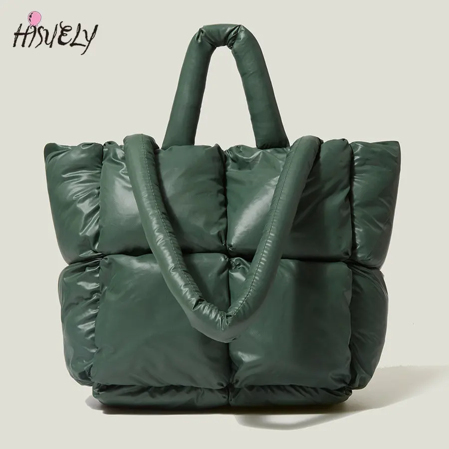 

Fashion Large Capacity Tote Padded Handbags Designer Quilted Women Shoulder Bag Luxury Nylon Down Cotton Crossbody Bag Winter