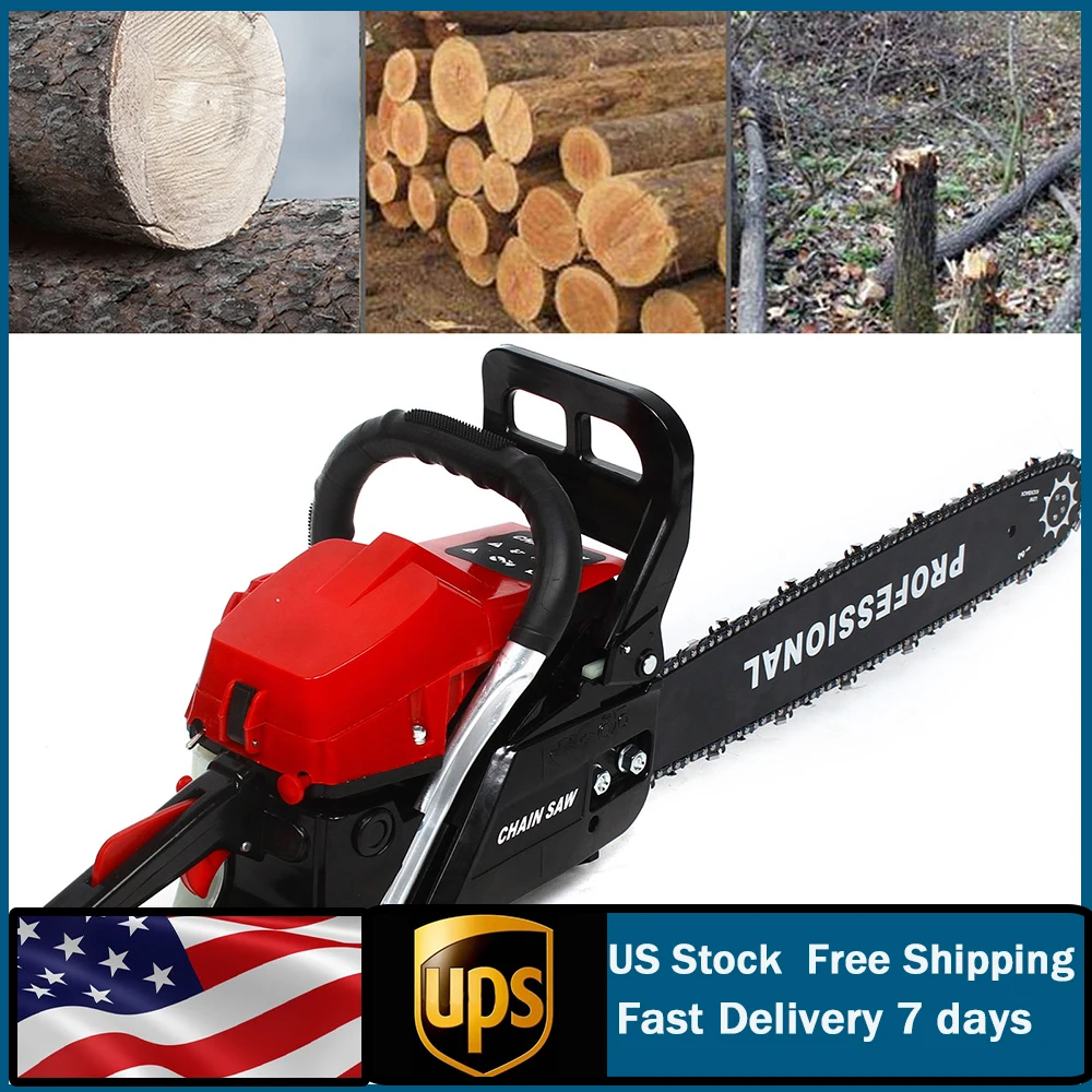 62cc Gas Powered Chainsaw 20in 2Stroke Gasoline Chain Saw 2 Cycle Engine Cutting Saw Cutting Job Gas Powered