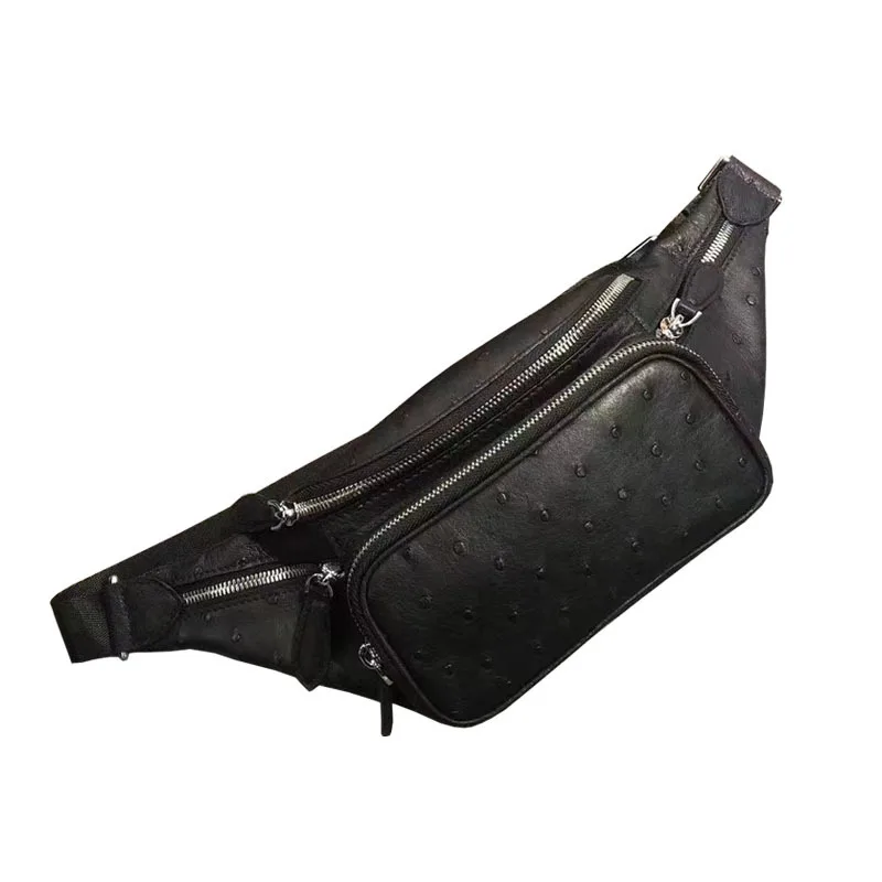 Новинка 2022 дизайнерская роскошная мужская поясная сумка из страусиной кожи