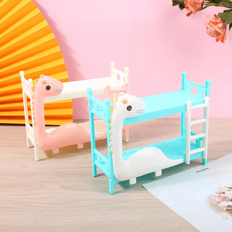 1Pcs Dollhouse Miniature Dinosaur Doll Bunk Bed Double Model DIY Scene Accessories