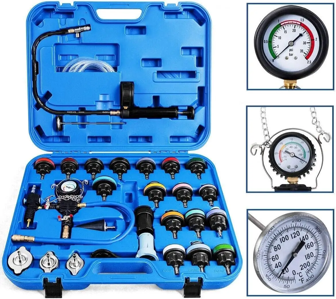 

28 Pcs Radiator Pressure Tester, Vacuum Type Cooling System Tool Kit w/Carrying Case,Pressure Tester Kit,Cooling System Pressur