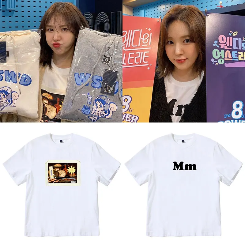 Футболка K-Pop K-pop красные вельветовые футболки с принтом Венди женские летние 90-х