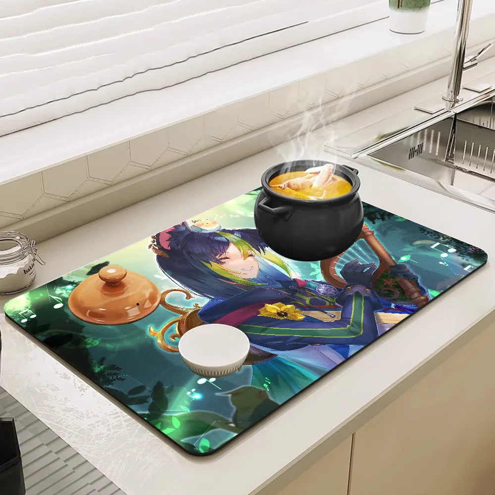 Tignari Genshin Impact Кухонный Коврик С Кофейной Тематикой Противоскользящий Впитывающий
