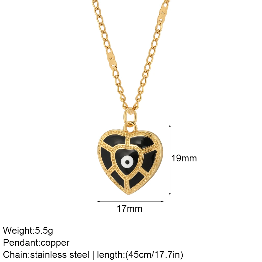 Red Heart Evil Blue Eyes Pendant Necklace for Women Jewelry Pave CZ Trendy Adjustable Stainless Steel Chain Party Gift images - 6