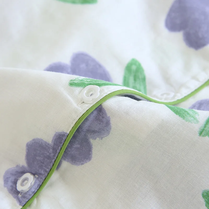 New Pajamas Women's Loose Cotton Tulip Homewear Suit Large Size Comfortable and Breathable Fairy Sleepwear with Turn-over Collar