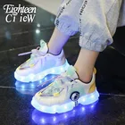 Кроссовки Детские светильник кой, обувь для спорта, светодиодные, зарядка через USB, размер 25-36