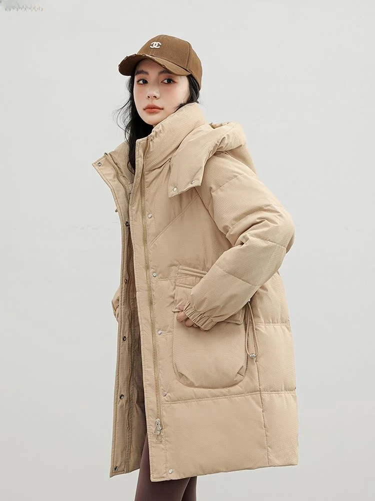 Красное женское пальто на хлопковой подкладке новинка 2024 зимняя куртка новая