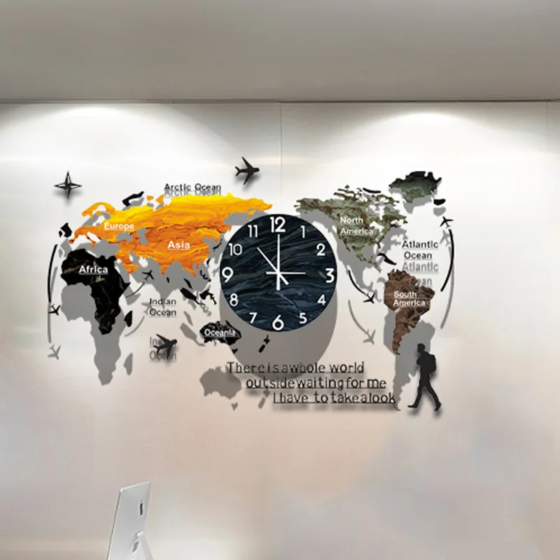 

Classic Nordic World Map Digital Wall Clock Livingroom Silent Large Wall Clock Modern Design Minimalist Reloj Pared Room Decor