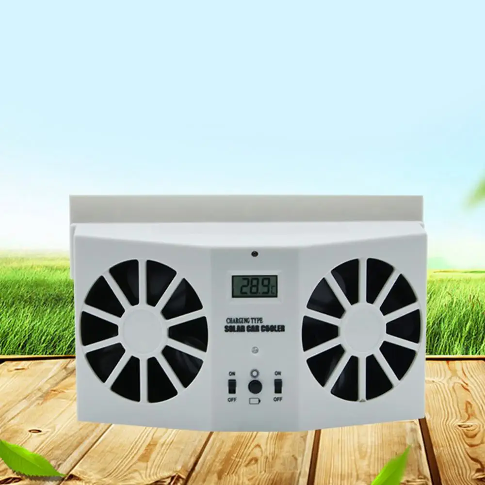 Car Accessories Vehicle Auto Cool Solar Powered Fan Cooler Window Air Vent Ventilation Radiator