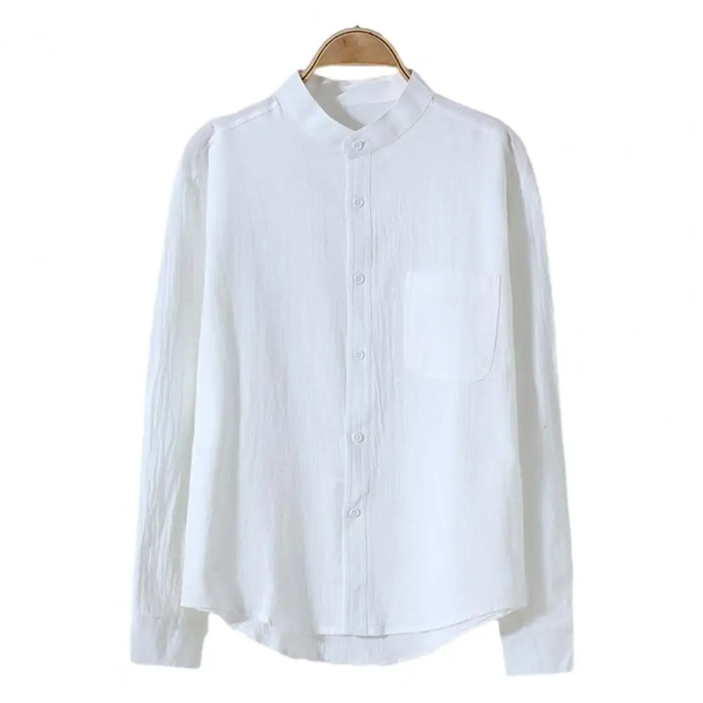 

Casual Shirts for en Top Breathable Stylish Clothing Men's Shirts Stand Collar Single-breasted Pockets Spring camisas de hombre