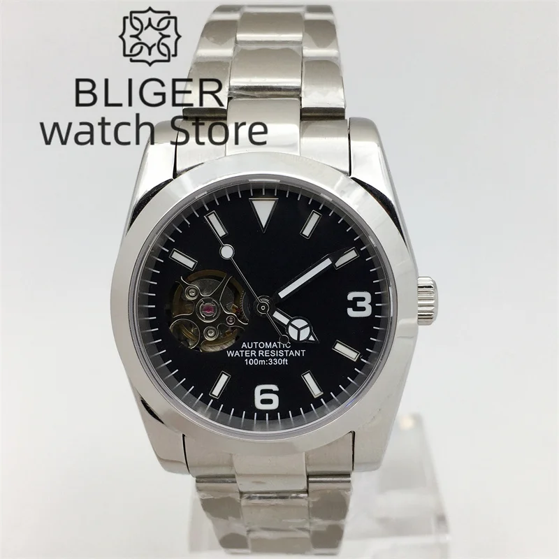 Мужские часы с автоматическим механизмом BLIGER NH38A 36 мм 39 полый циферблат